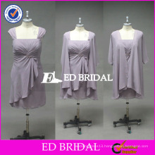 ED Bridal Real Pictures Cap Sleeve Chiffon Sheath Short Mother Of The Bride Dress With Jacket